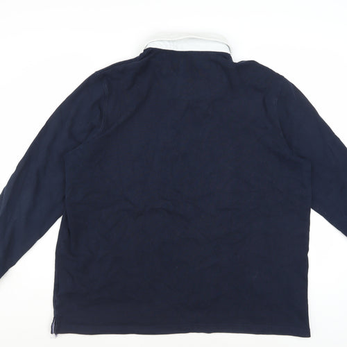 Cotton Traders Men's Navy Long Sleeve Rugby Polo 2XL
