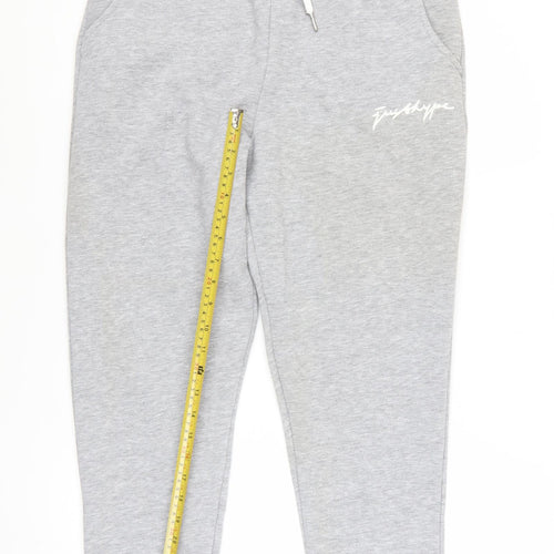 Hype Womens Grey Jogger Trousers Size 12 Regular Fit Logo Drawstring