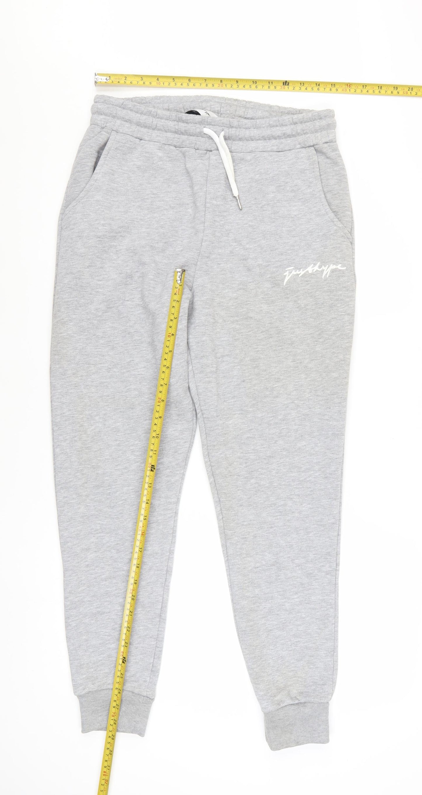 Hype Womens Grey Jogger Trousers Size 12 Regular Fit Logo Drawstring