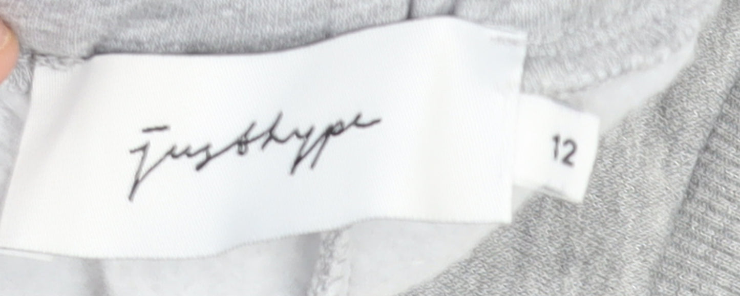 Hype Womens Grey Jogger Trousers Size 12 Regular Fit Logo Drawstring