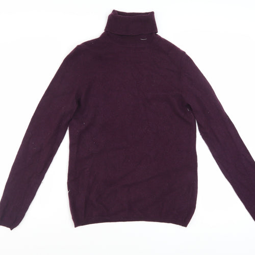 Jaeger Womens Purple Cashmere Roll Neck Jumper Size M