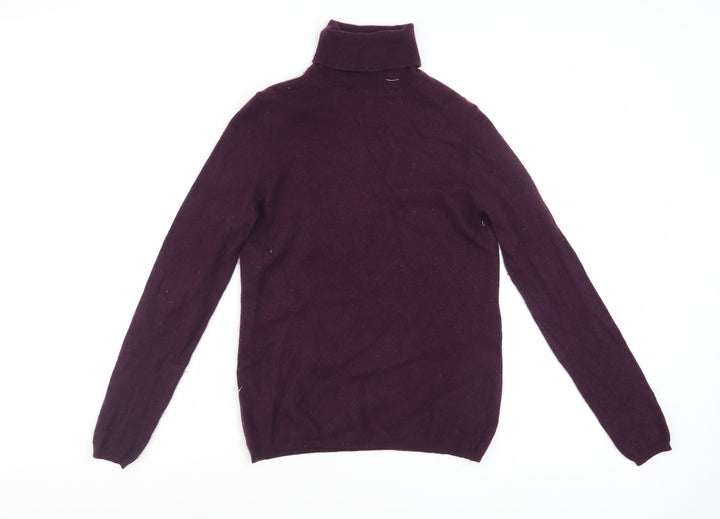 Jaeger Womens Purple Cashmere Roll Neck Jumper Size M