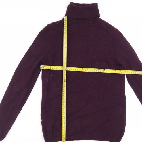 Jaeger Womens Purple Cashmere Roll Neck Jumper Size M
