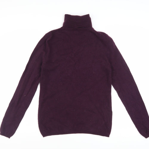 Jaeger Womens Purple Cashmere Roll Neck Jumper Size M