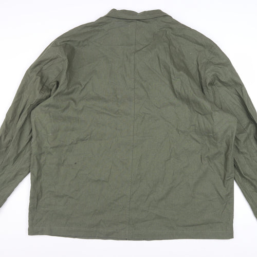 Tu Men's Green 2XL Linen Blend Long Sleeve Button-Up Shirt