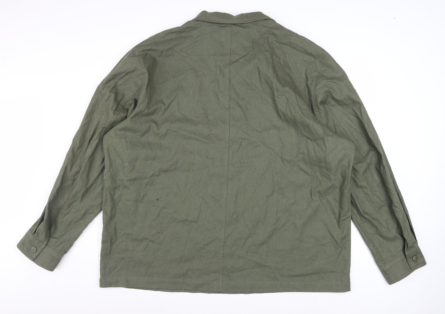 Tu Men's Green 2XL Linen Blend Long Sleeve Button-Up Shirt