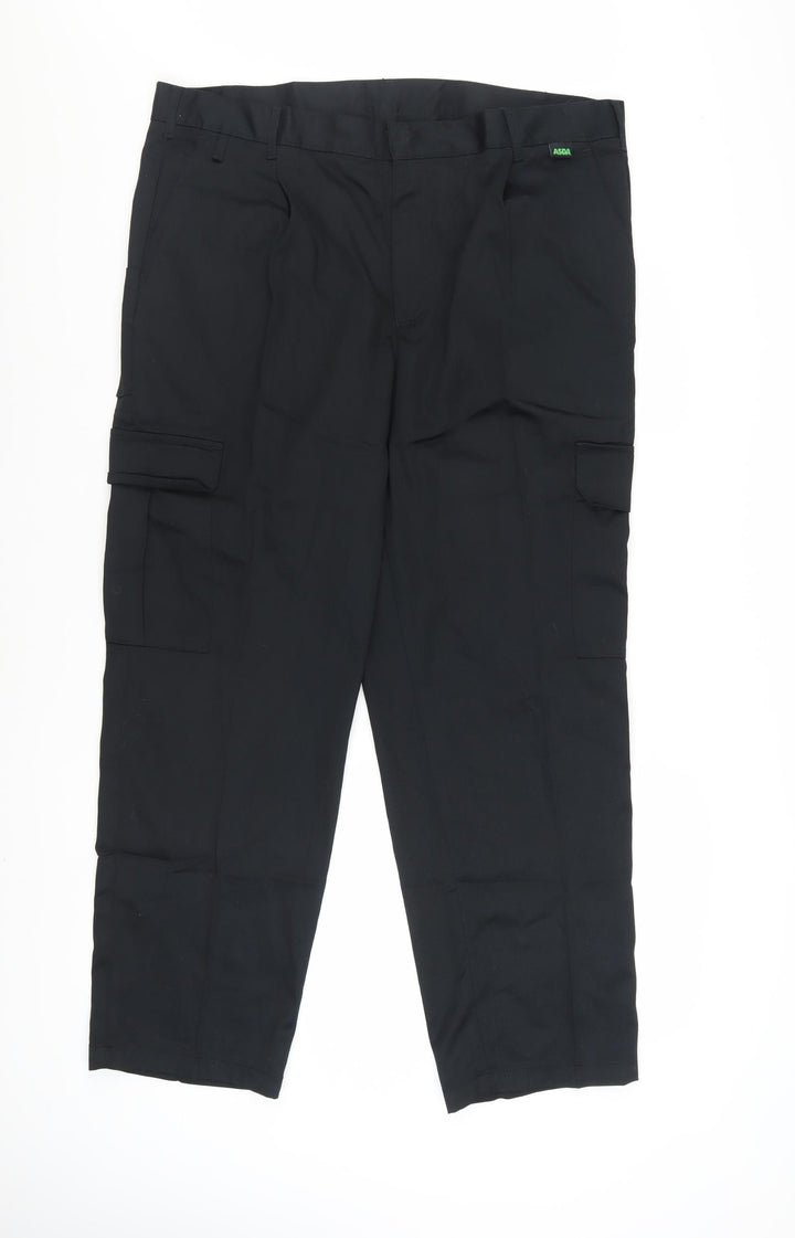 Dimensions Men Black Cargo Trousers 38 Short Polyester Cotton Workwear