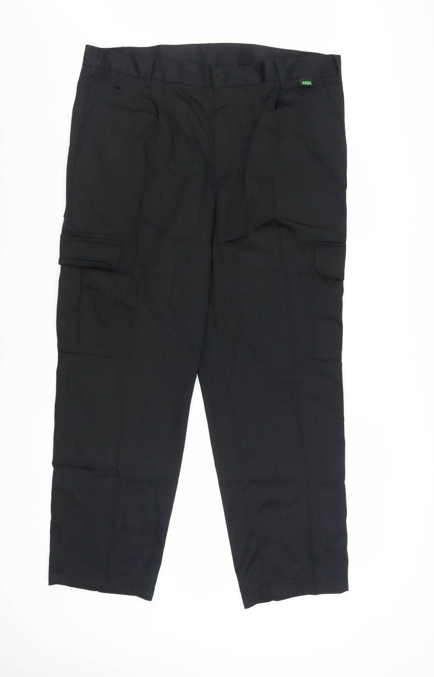 Dimensions Men Black Cargo Trousers 38 Short Polyester Cotton Workwear