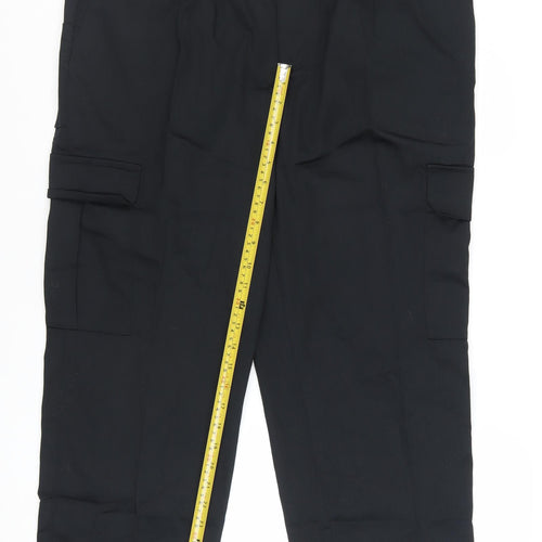 Dimensions Men Black Cargo Trousers 38 Short Polyester Cotton Workwear