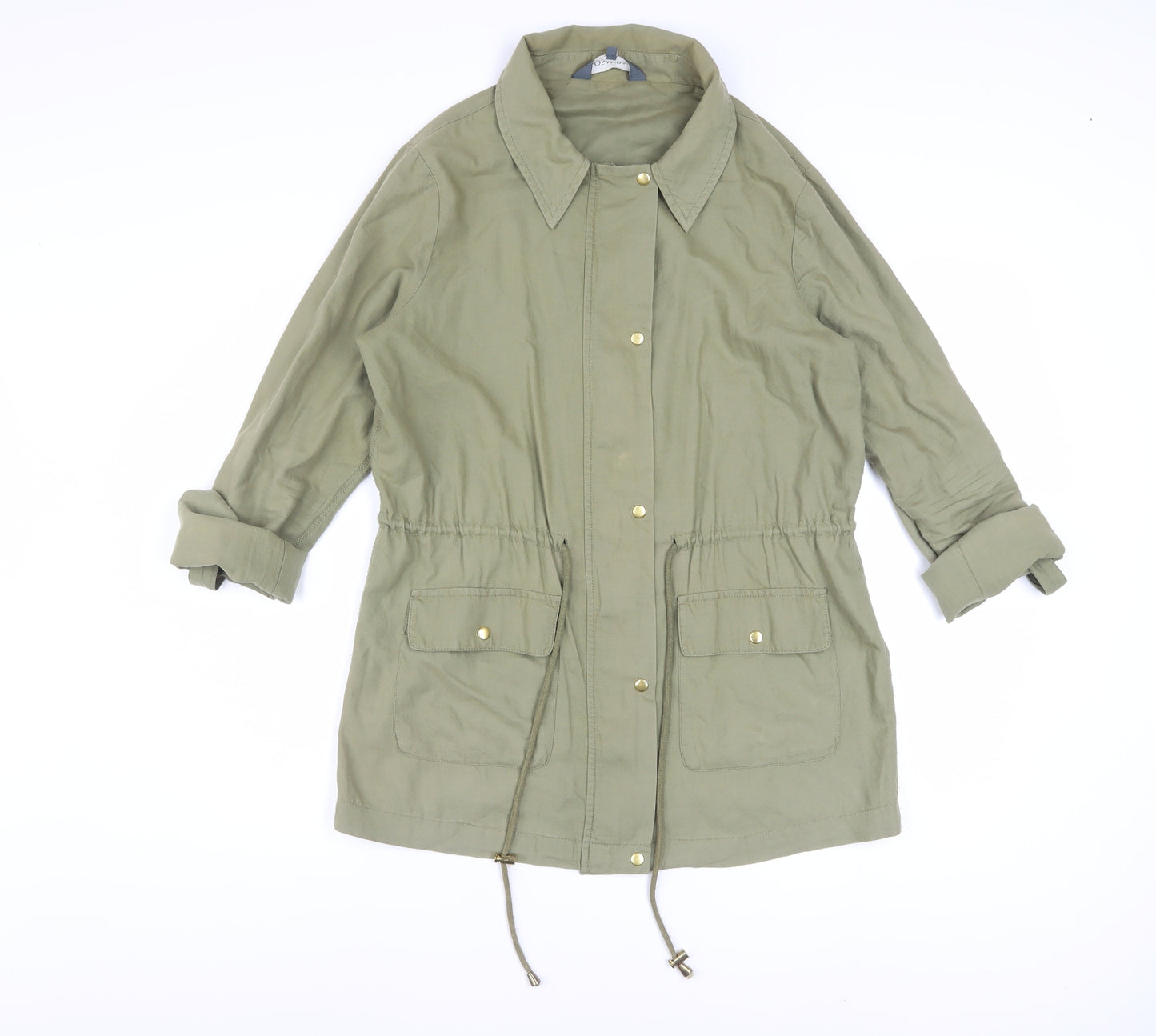 Sosandar Women's Green Cotton Parka Jacket Size 10 Drawstring Waist