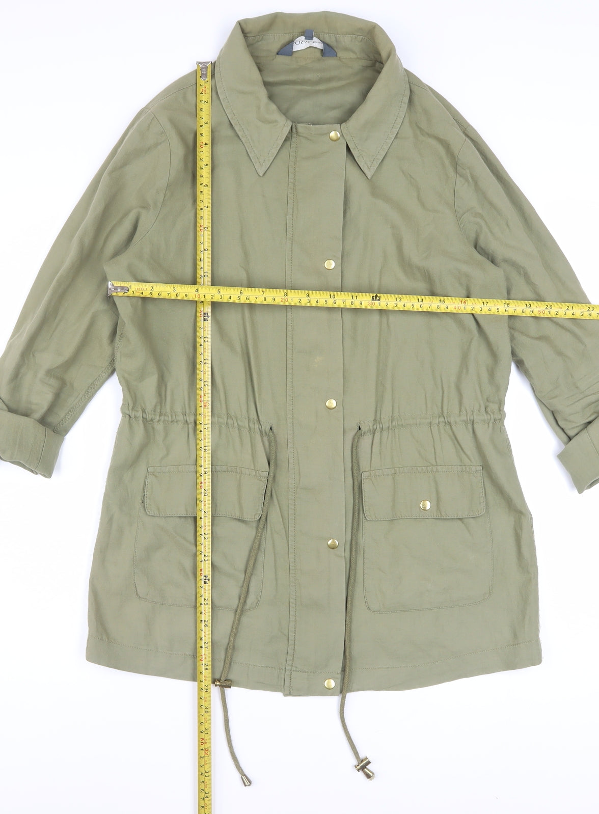 Sosandar Women's Green Cotton Parka Jacket Size 10 Drawstring Waist