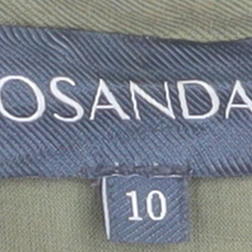 Sosandar Women's Green Cotton Parka Jacket Size 10 Drawstring Waist