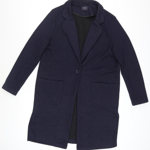 Marks and Spencer Women's Blue Coatigan Size 12 Long Sleeve Knit Overcoat