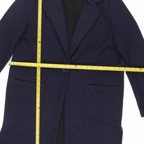 Marks and Spencer Women's Blue Coatigan Size 12 Long Sleeve Knit Overcoat