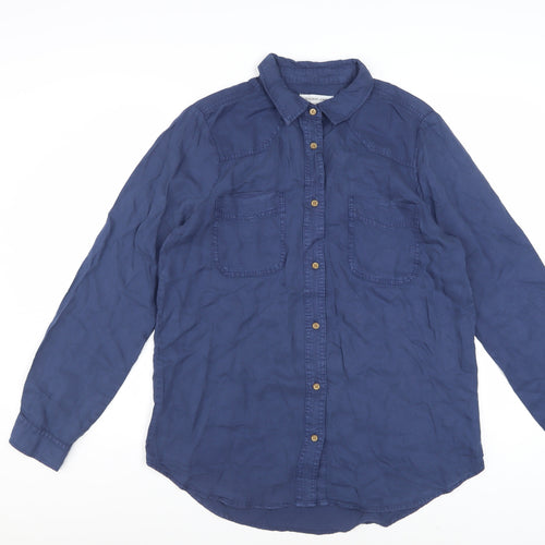 Alexander Jordan Women's Blue Lyocell Button-Up Shirt M
