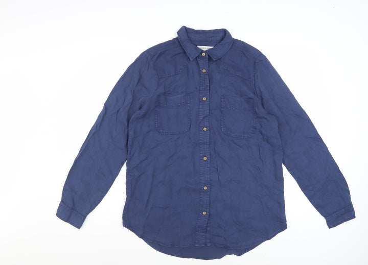 Alexander Jordan Women's Blue Lyocell Button-Up Shirt M