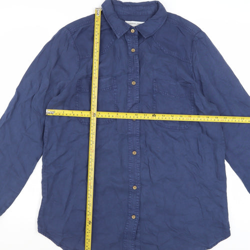 Alexander Jordan Women's Blue Lyocell Button-Up Shirt M