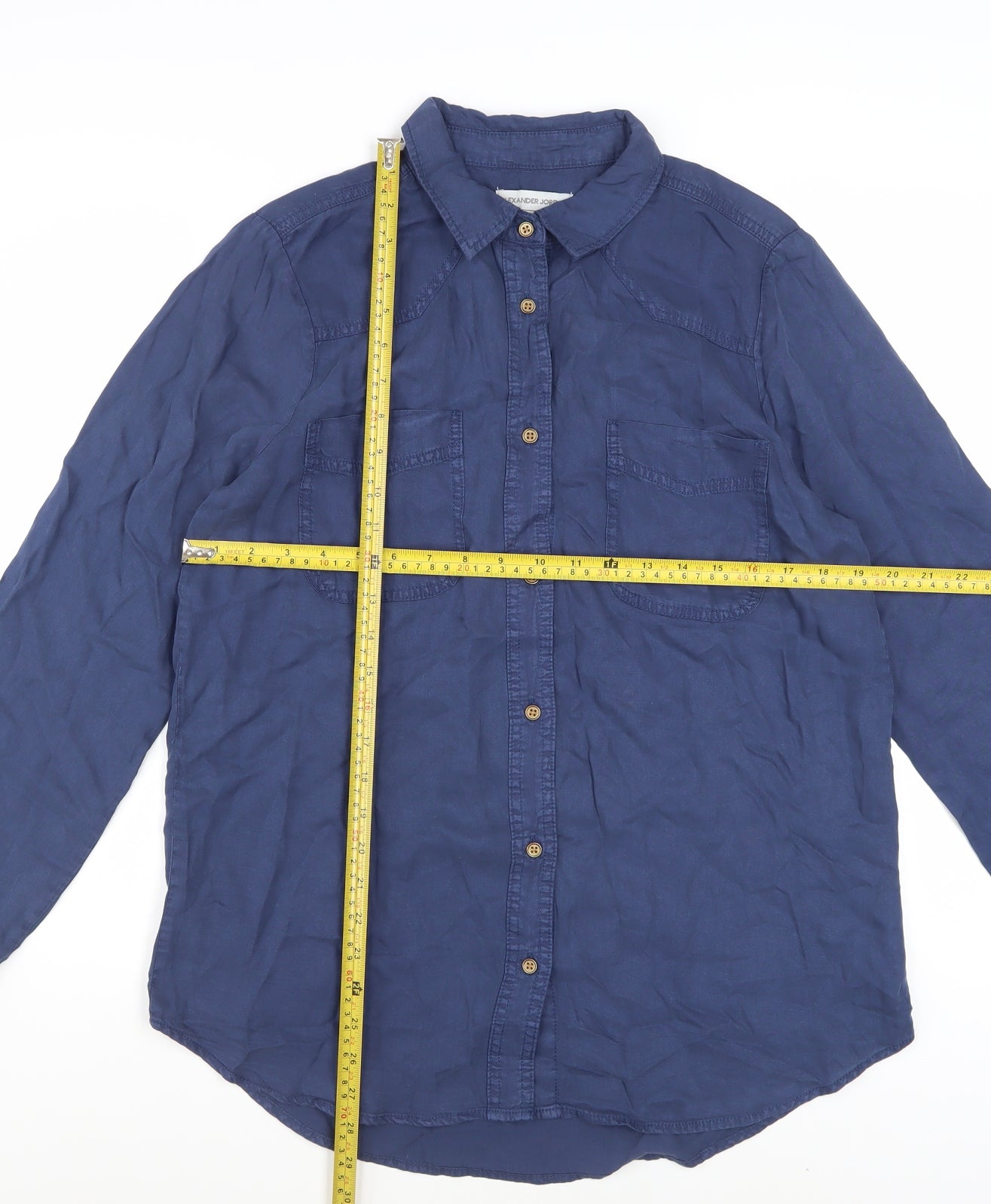 Alexander Jordan Women's Blue Lyocell Button-Up Shirt M