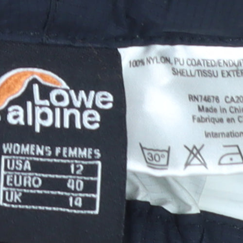 Lowe Alpine Women's Black Waterproof Rain Trousers Size 14
