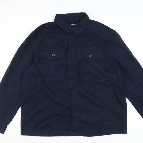 Tu Men's Blue XL Cotton Button-Up Long Sleeve Casual Shirt