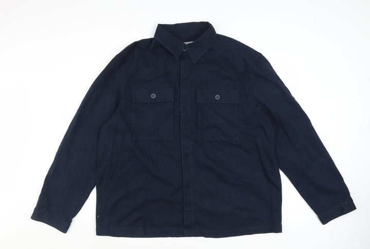 Tu Men's Blue XL Cotton Button-Up Long Sleeve Casual Shirt
