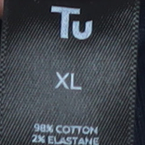 Tu Men's Blue XL Cotton Button-Up Long Sleeve Casual Shirt
