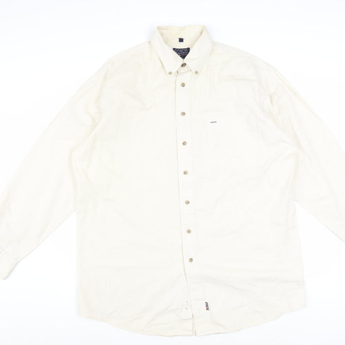 H.D.C Sports Men's Ivory Long Sleeve Button-Down Cotton Shirt Size 16.5