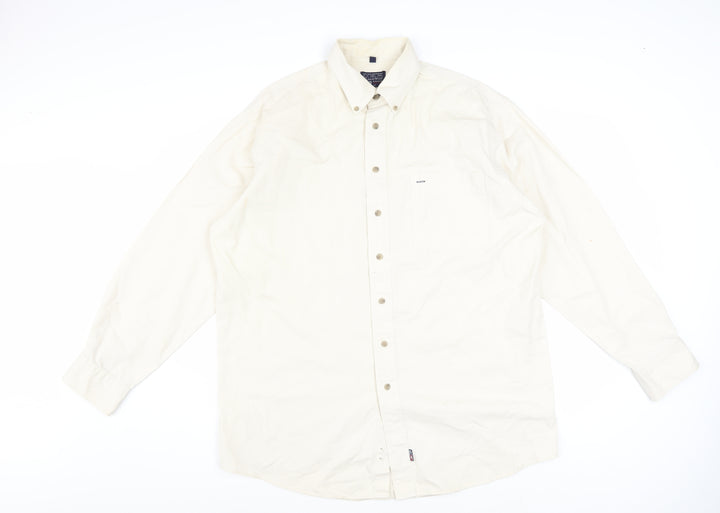 H.D.C Sports Men's Ivory Long Sleeve Button-Down Cotton Shirt Size 16.5