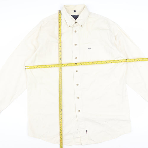 H.D.C Sports Men's Ivory Long Sleeve Button-Down Cotton Shirt Size 16.5