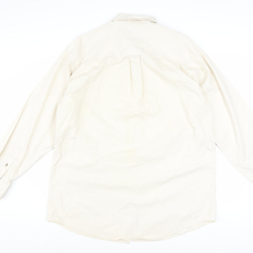 H.D.C Sports Men's Ivory Long Sleeve Button-Down Cotton Shirt Size 16.5