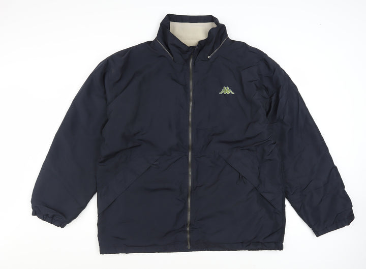 Kappa Men's Blue L Windbreaker Jacket Full Zip Lightweight Polyester