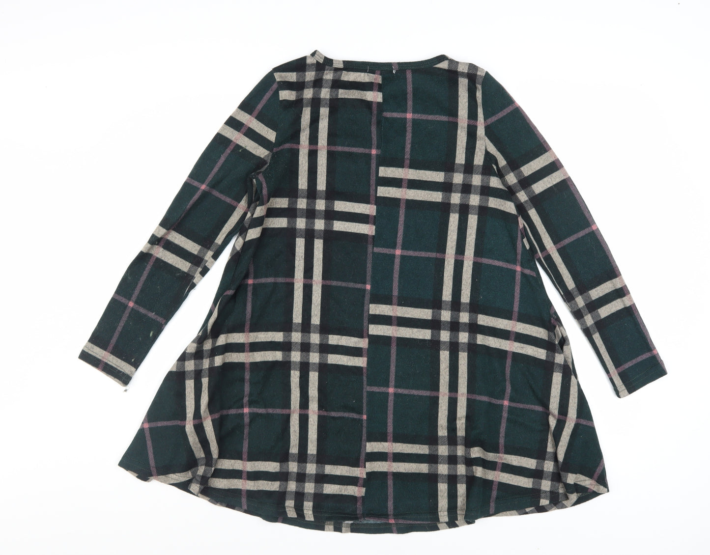 Apricot Women Green Check Shift Dress UK 8 Long Sleeve Casual