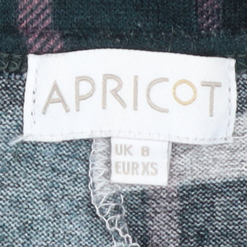 Apricot Women Green Check Shift Dress UK 8 Long Sleeve Casual