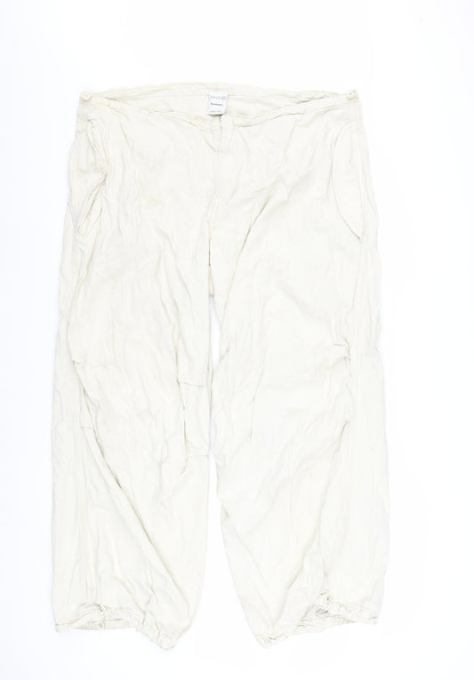iets frans Women Ivory Cargo Trousers XL Cotton Lightweight