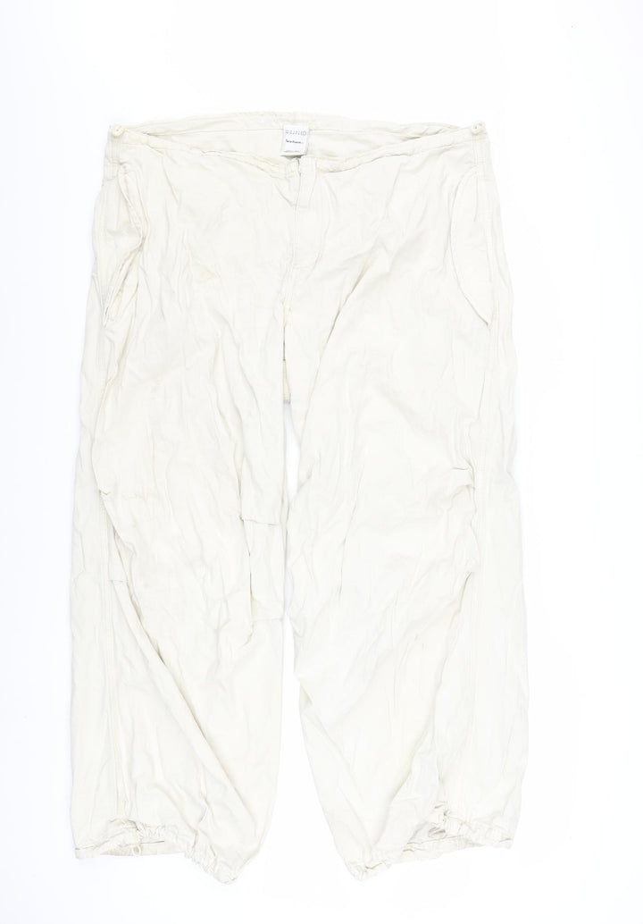 iets frans Women Ivory Cargo Trousers XL Cotton Lightweight