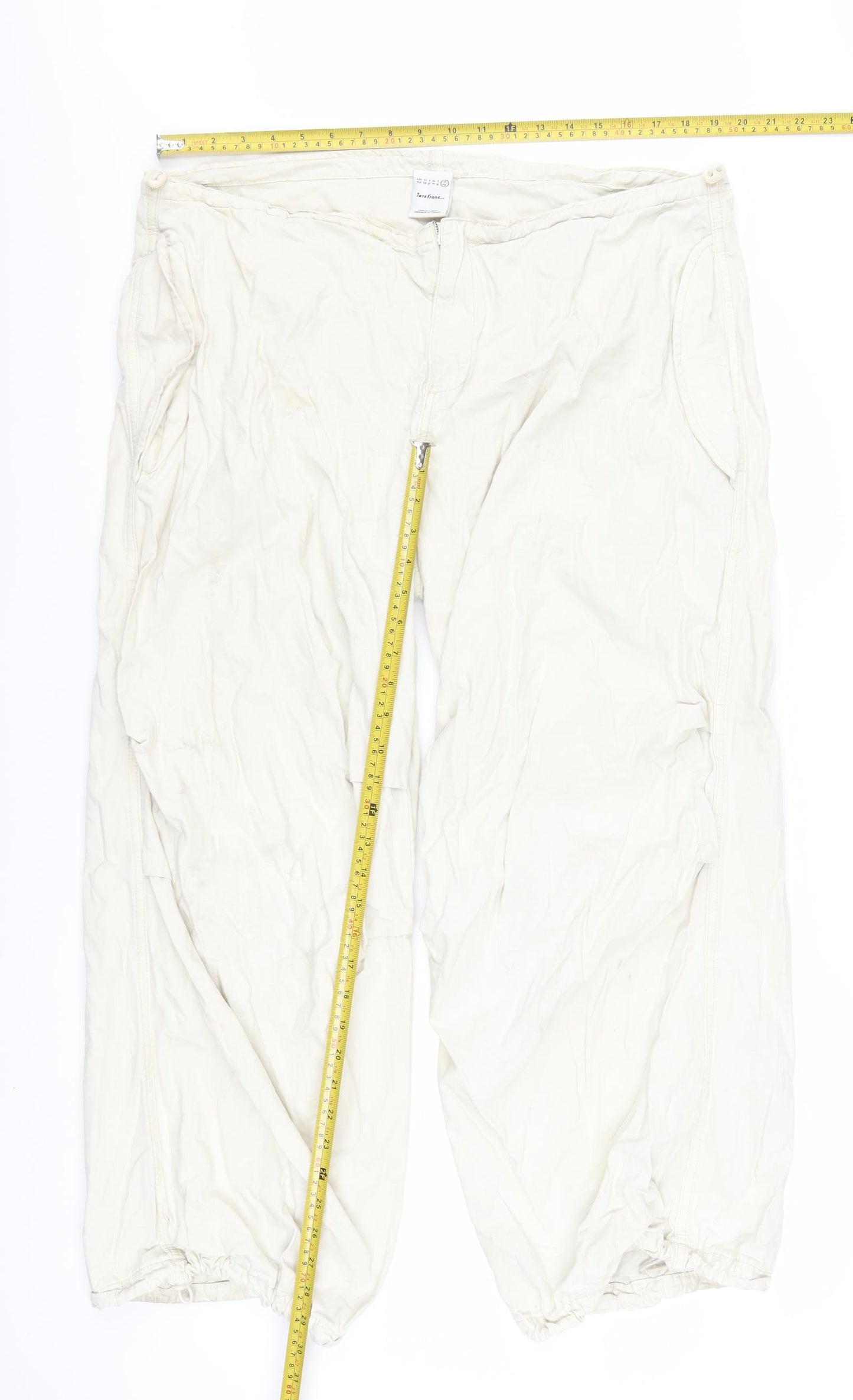 iets frans Women Ivory Cargo Trousers XL Cotton Lightweight