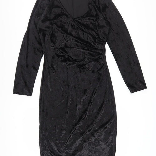 Edista Los Angeles Womens Black Velvet Bodycon Dress Size M