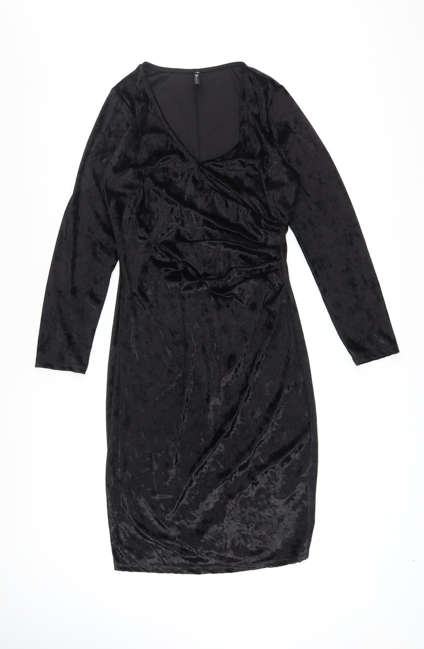 Edista Los Angeles Womens Black Velvet Bodycon Dress Size M