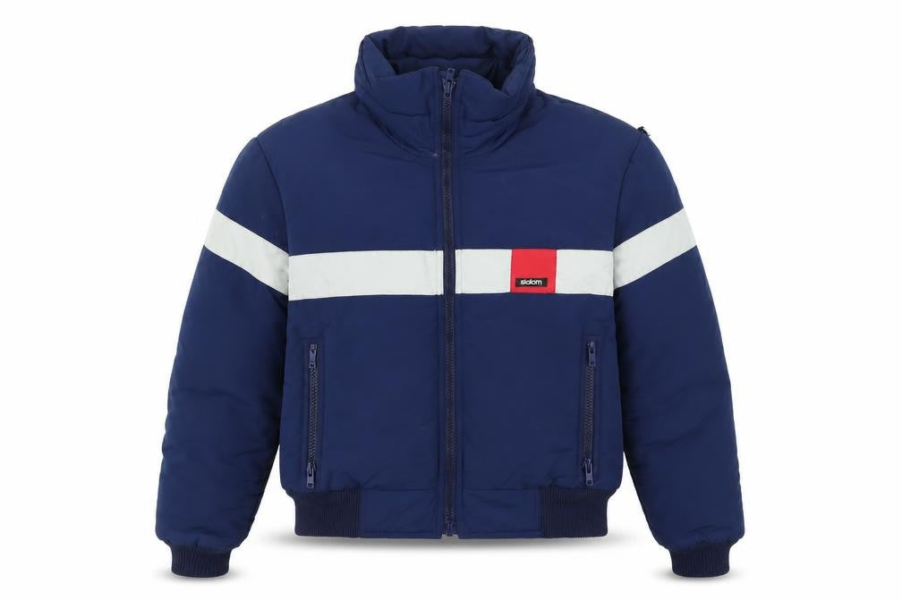 Front view of Slalom USA Men's Blue Puffer Jacket L Winter Ski Nylon