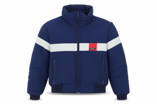 Front view of Slalom USA Men's Blue Puffer Jacket L Winter Ski Nylon