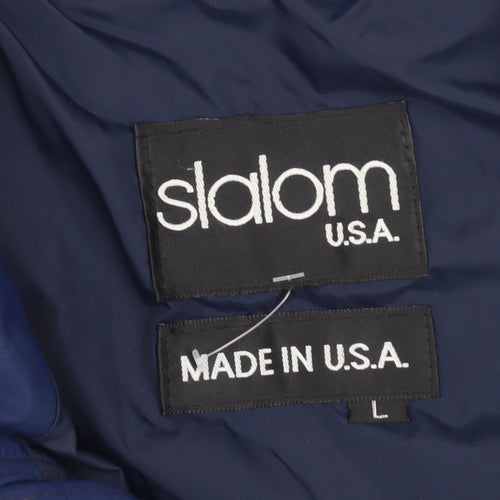 Slalom USA Men's Blue Puffer Jacket L Winter Ski Nylon