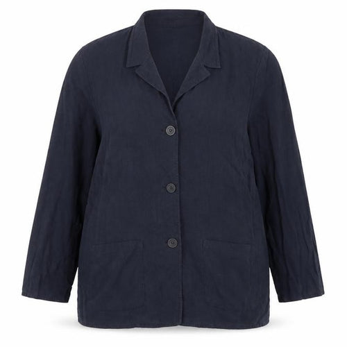 Marks and Spencer Women Blue Linen Blend Blazer Size 18 Classic Mid-Length