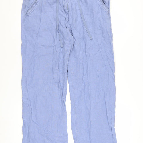 Next Women Blue Linen Blend Chino Trousers Size 10 Regular