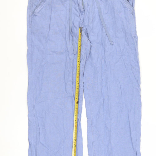 Next Women Blue Linen Blend Chino Trousers Size 10 Regular