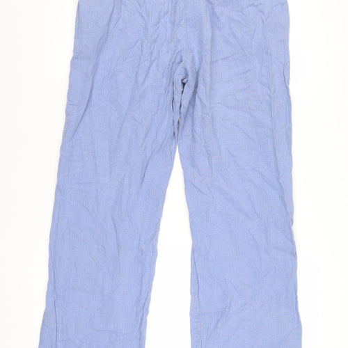 Next Women Blue Linen Blend Chino Trousers Size 10 Regular
