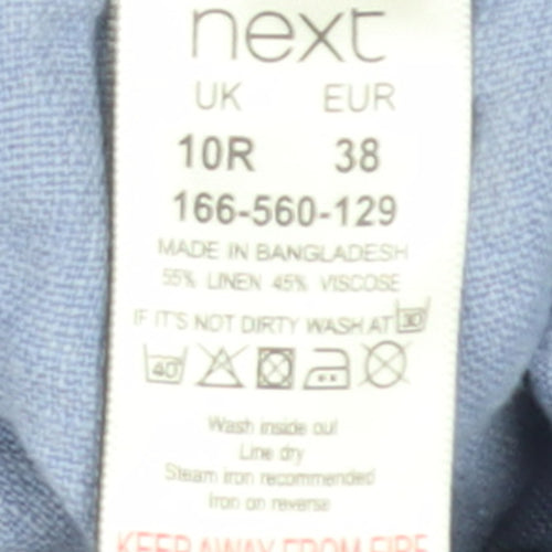 Next Women Blue Linen Blend Chino Trousers Size 10 Regular
