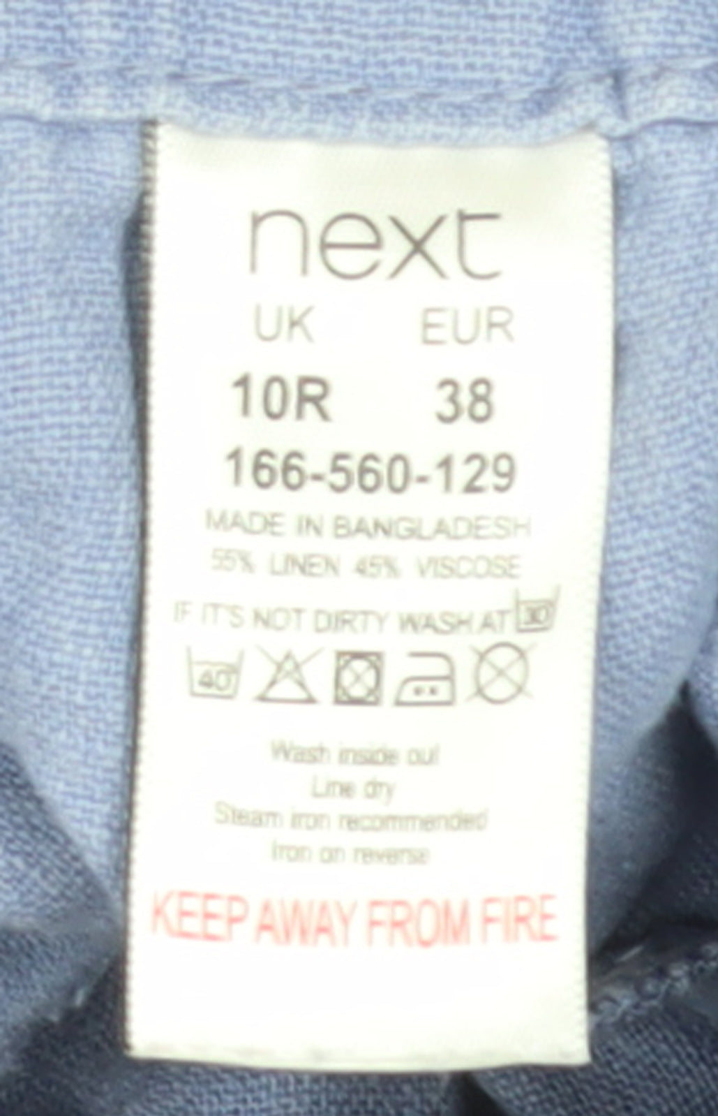 Next Women Blue Linen Blend Chino Trousers Size 10 Regular