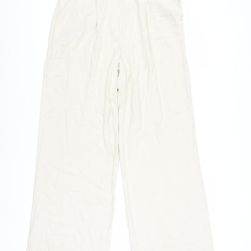 ASOS Women Beige Wide-Leg High Rise Pleated Trousers Size 6