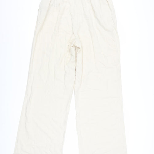 ASOS Women Beige Wide-Leg High Rise Pleated Trousers Size 6