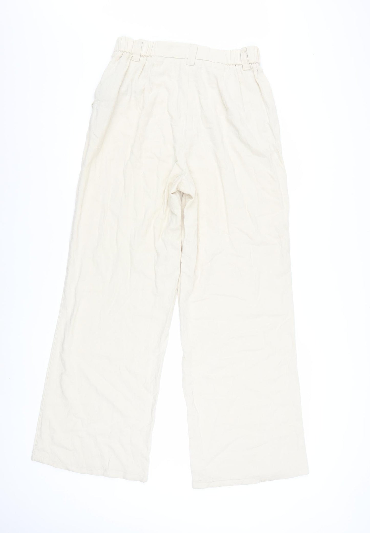 ASOS Women Beige Wide-Leg High Rise Pleated Trousers Size 6